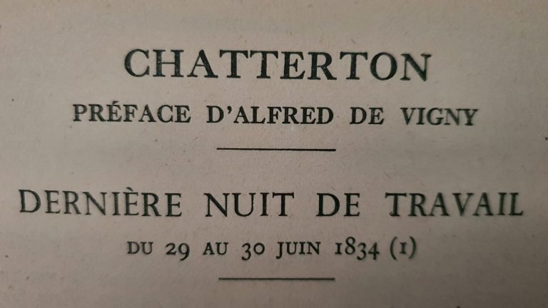 Chatterton - préface Alfred de Vigny